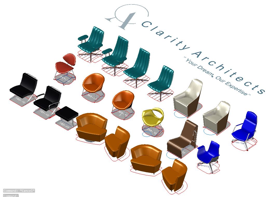 3D Furniture Armchairs Free CAD Blocks DWG