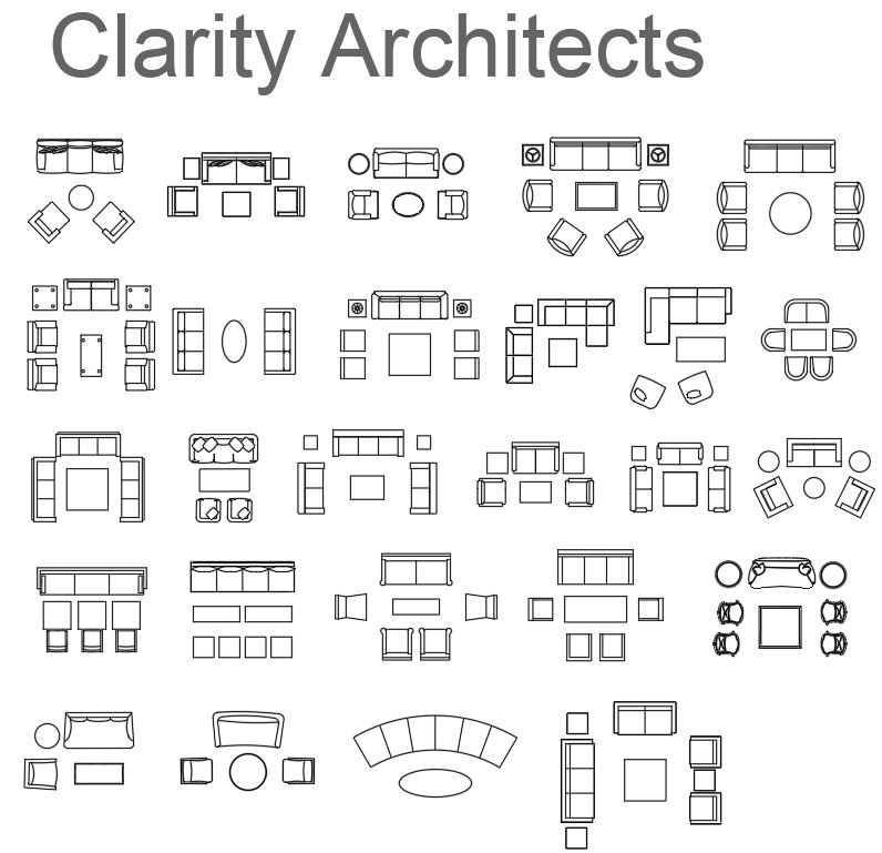 Living Room CAD Blocks – DWG, DXF & PDF Sofa Furniture Collection