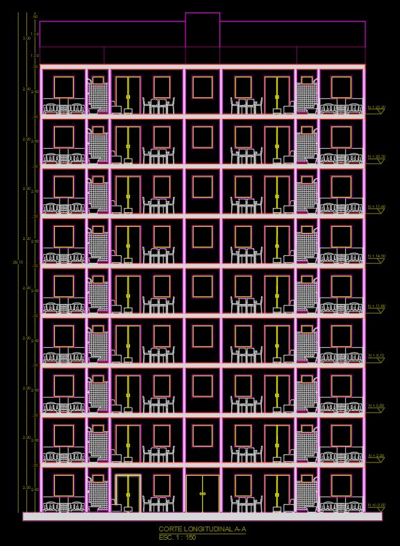 Apartment Plan, Elevation, Section, Structural & Furniture Layout Plan AutoCAD Drawings Free DWG