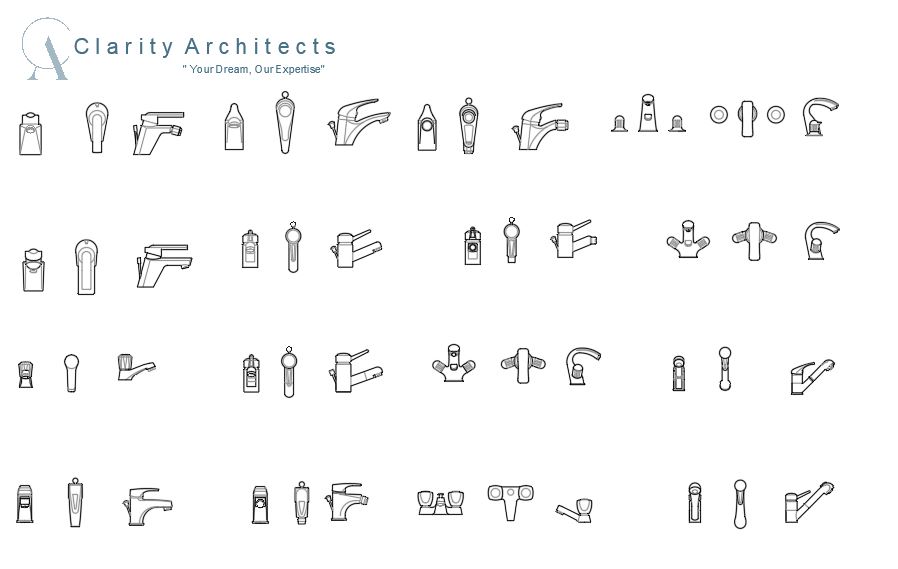 Basin Mixer Taps CAD Blocks DWG