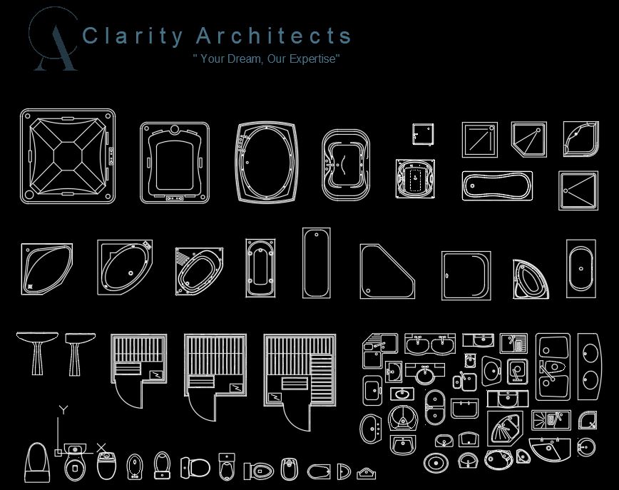 Bathroom Fittings CAD Blocks DWG –  AutoCAD Sanitary Collection Free 