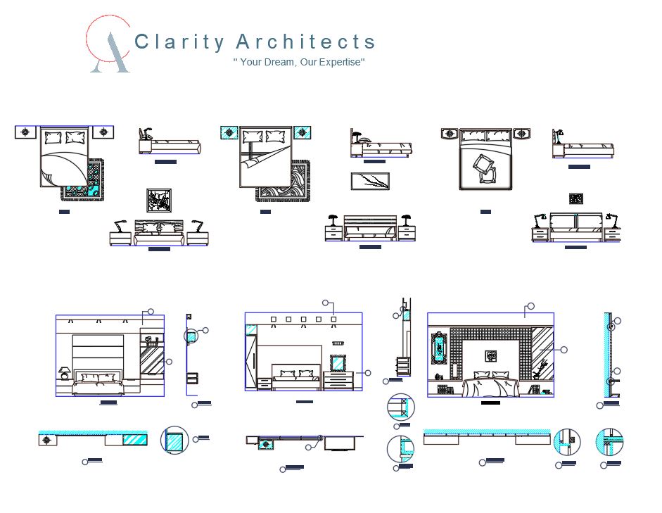 Bedroom Free CAD Block Drawings – Plan and Elevation DWG AutoCAD 