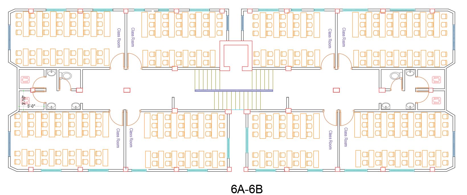 Class Room Furniture Layout Plan CAD Blocks – DWG, DXF Free