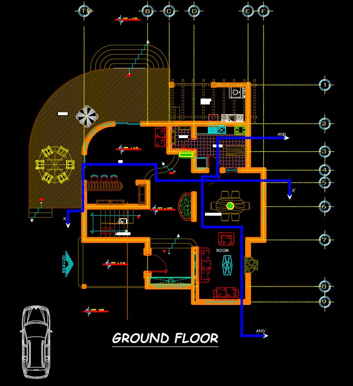 Country House Design DWG | Cozy Two-Level Country Style House Plan, Elevation & Terrace AutoCAD Drawing