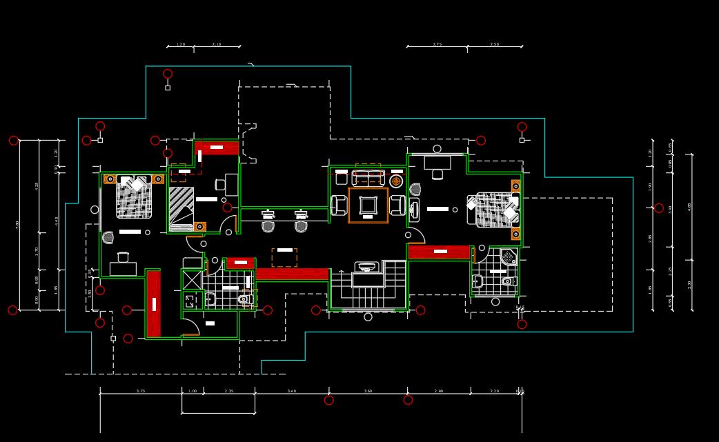 Country House Two-Storey House with Double Garage, Floor Plan & Elevation AutoCAD DWG Free