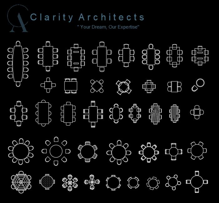 Dining Sets CAD Blocks DWG Free – Dining Tables and Chairs Plan View