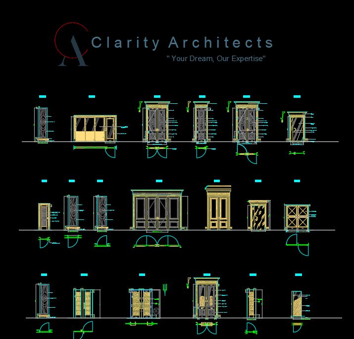 Doors Free CAD Drawings – AutoCAD 2007 DWG Blocks Plan & Elevation