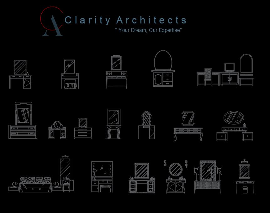 Dressing Tables Free CAD Drawings