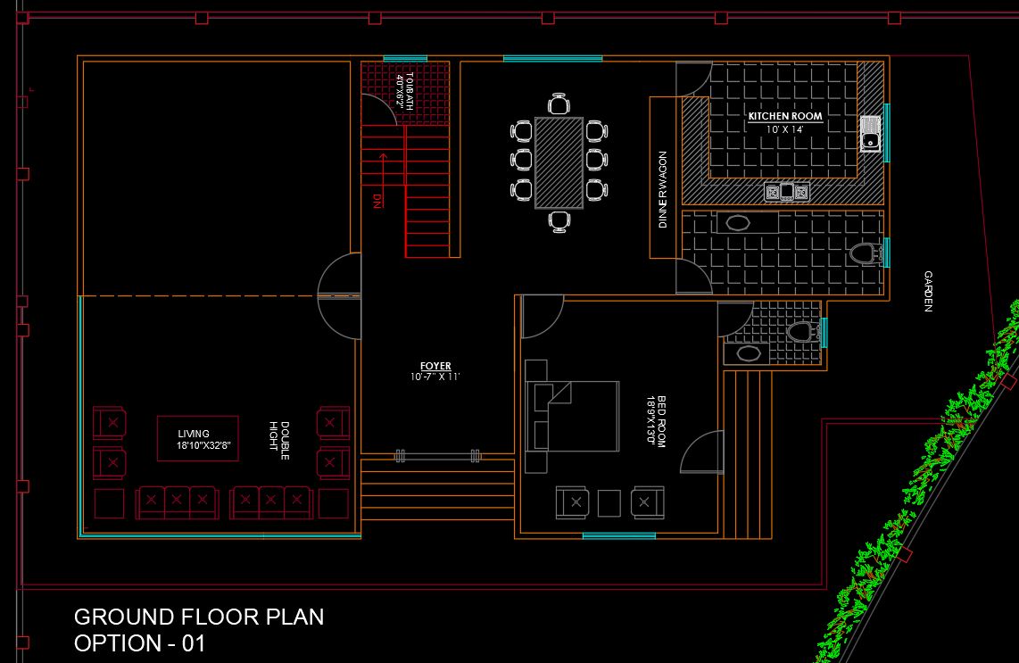 Duplex House Plan & Furniture Layout Plan CAD DWG Free