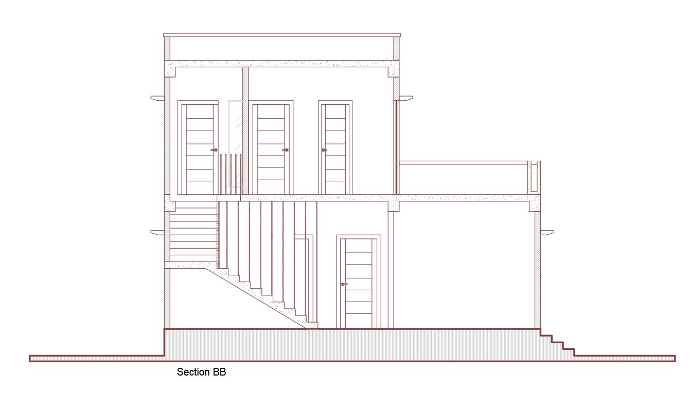 Duplex House Plan, Elevation & Section Design AutoCAD Drawing Free DWG