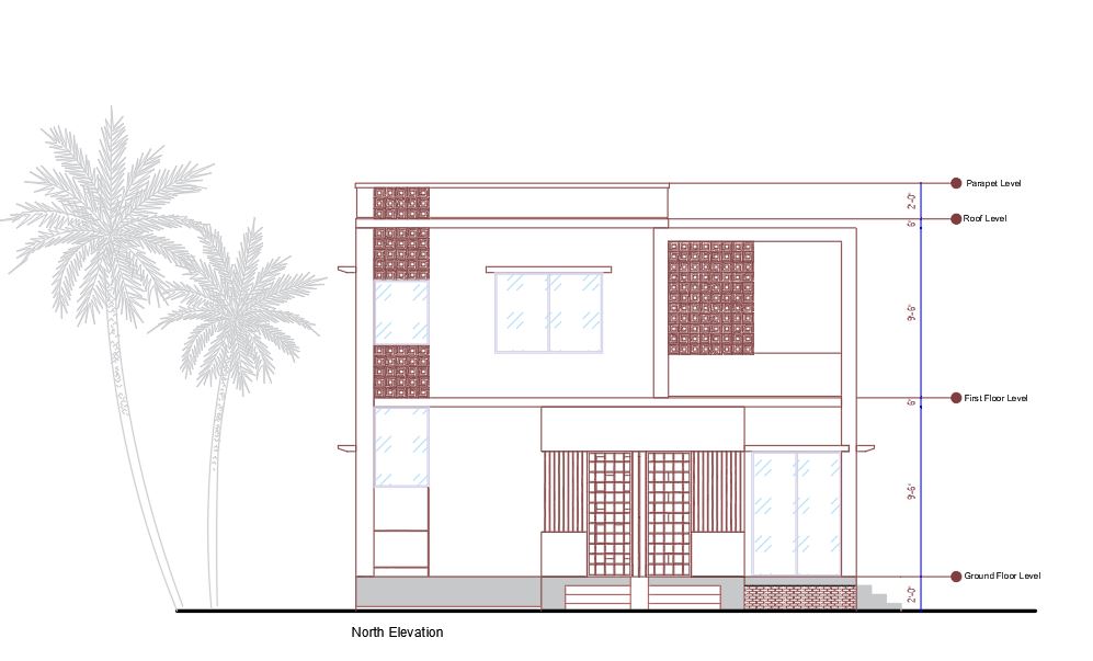 Duplex House Plan, Elevation & Section Design AutoCAD Drawing Free DWG