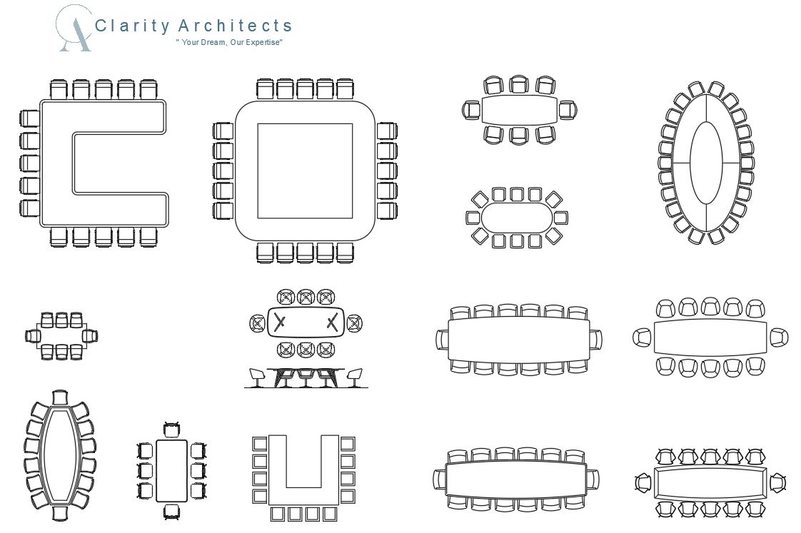 Conference Tables CAD Blocks DWG – Free AutoCAD Meeting Room Furniture Blocks