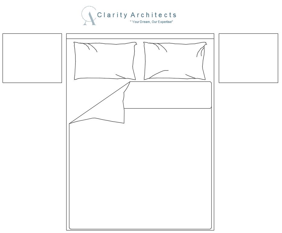 Free Double Bed Top View CAD Block – DWG, DXF