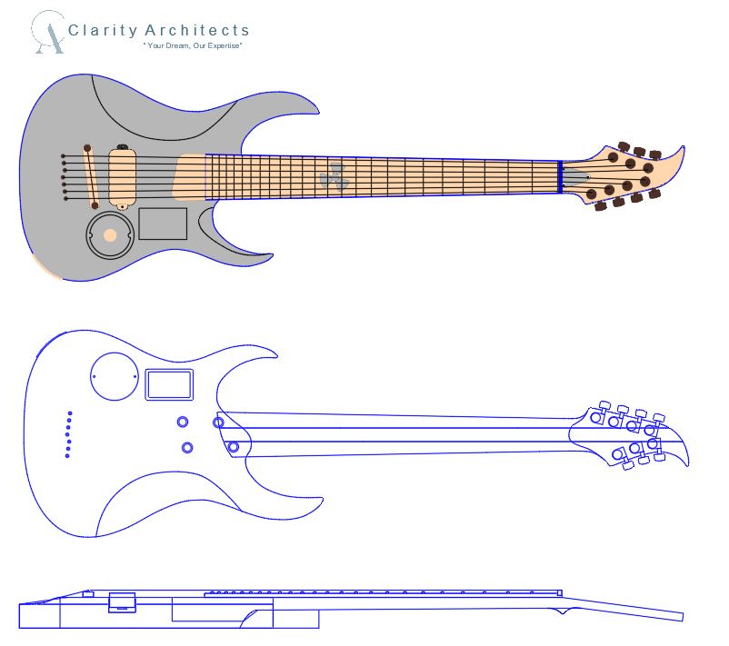 Guitar Free CAD Blocks DWG – High Quality AutoCAD Musical Instrument Drawing