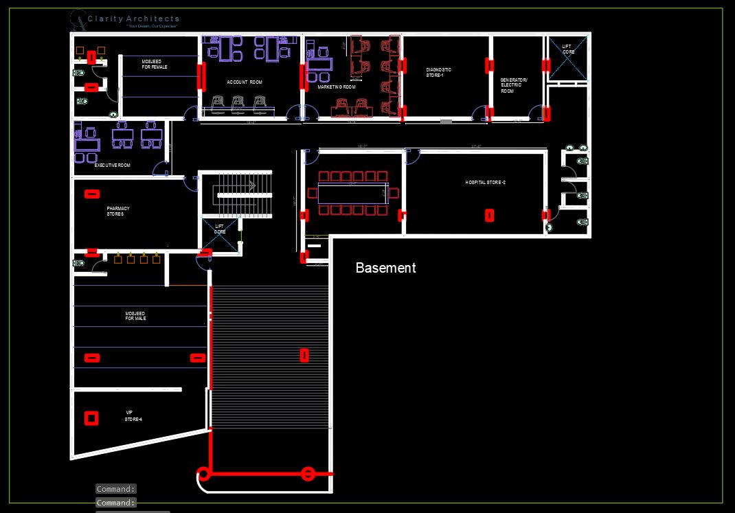 Hospital Furniture Layout Plan AutoCAD Drawings Free DWG – Basement, 1st & 5th Floor Full Setup