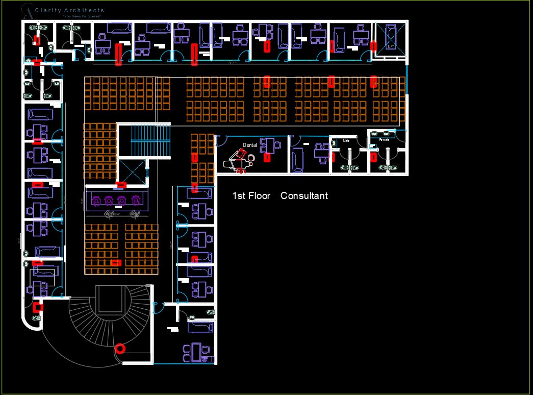 Hospital Furniture Layout Plan AutoCAD Drawings Free DWG – Basement, 1st & 5th Floor Full Setup