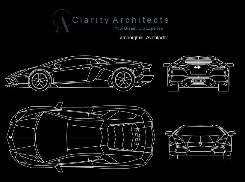 Lamborghini Aventador Free CAD Block Drawings