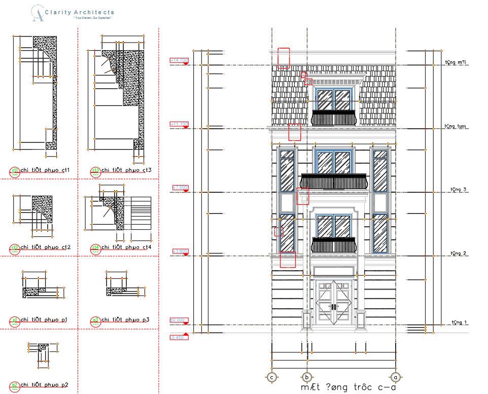 Luxury House Front Facade CAD Design with Decorative Profiles Elevations AutoCAD Drawing DWG & DXF Free
