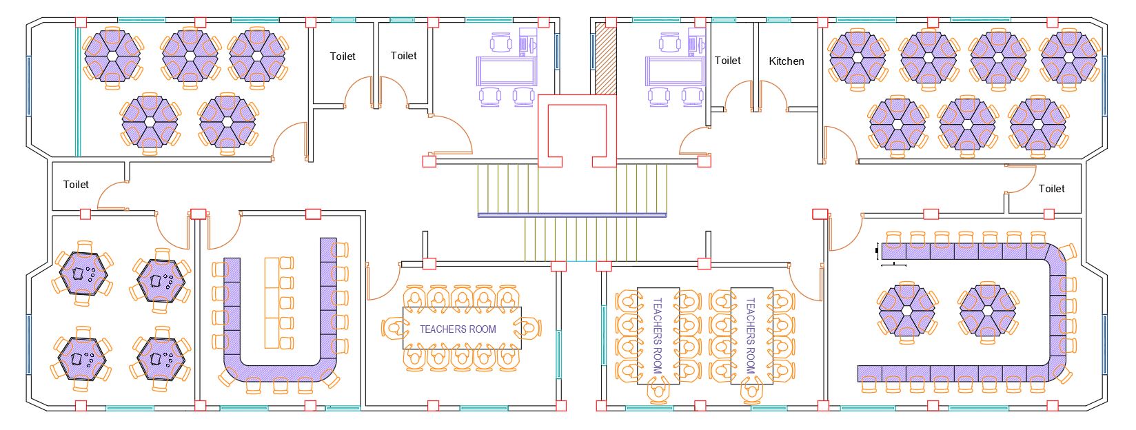 Modern Classroom & Teacher Room Furniture Layout Plan CAD Blocks – Free DWG & DXF