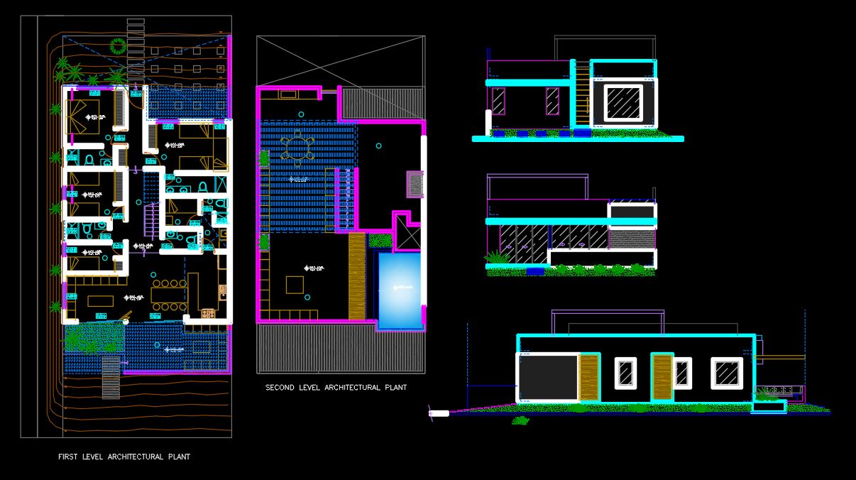 Modern House with Rooftop Swimming Pool Layout AutoCAD DWG Free Download