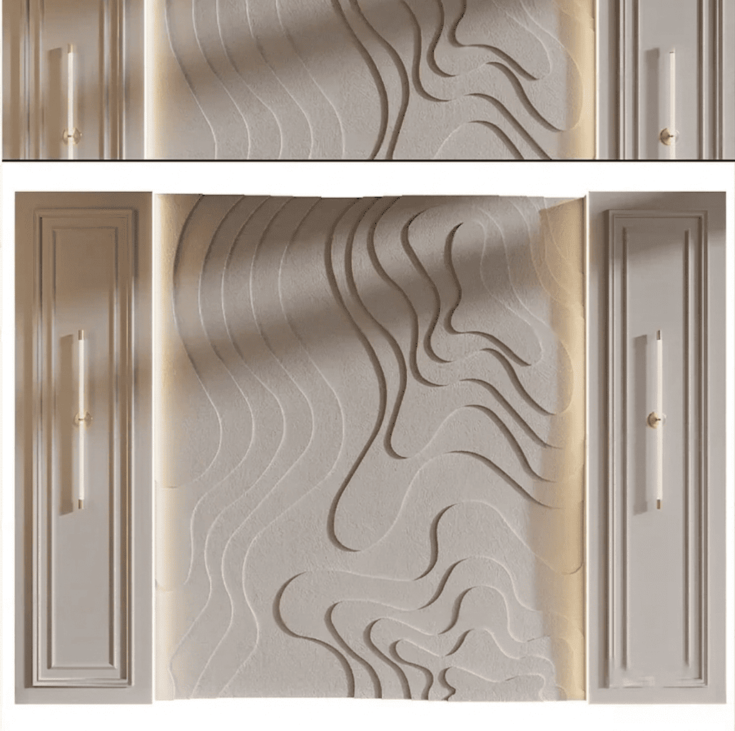 Modern Bedroom Wall Paneling 3D Model Design