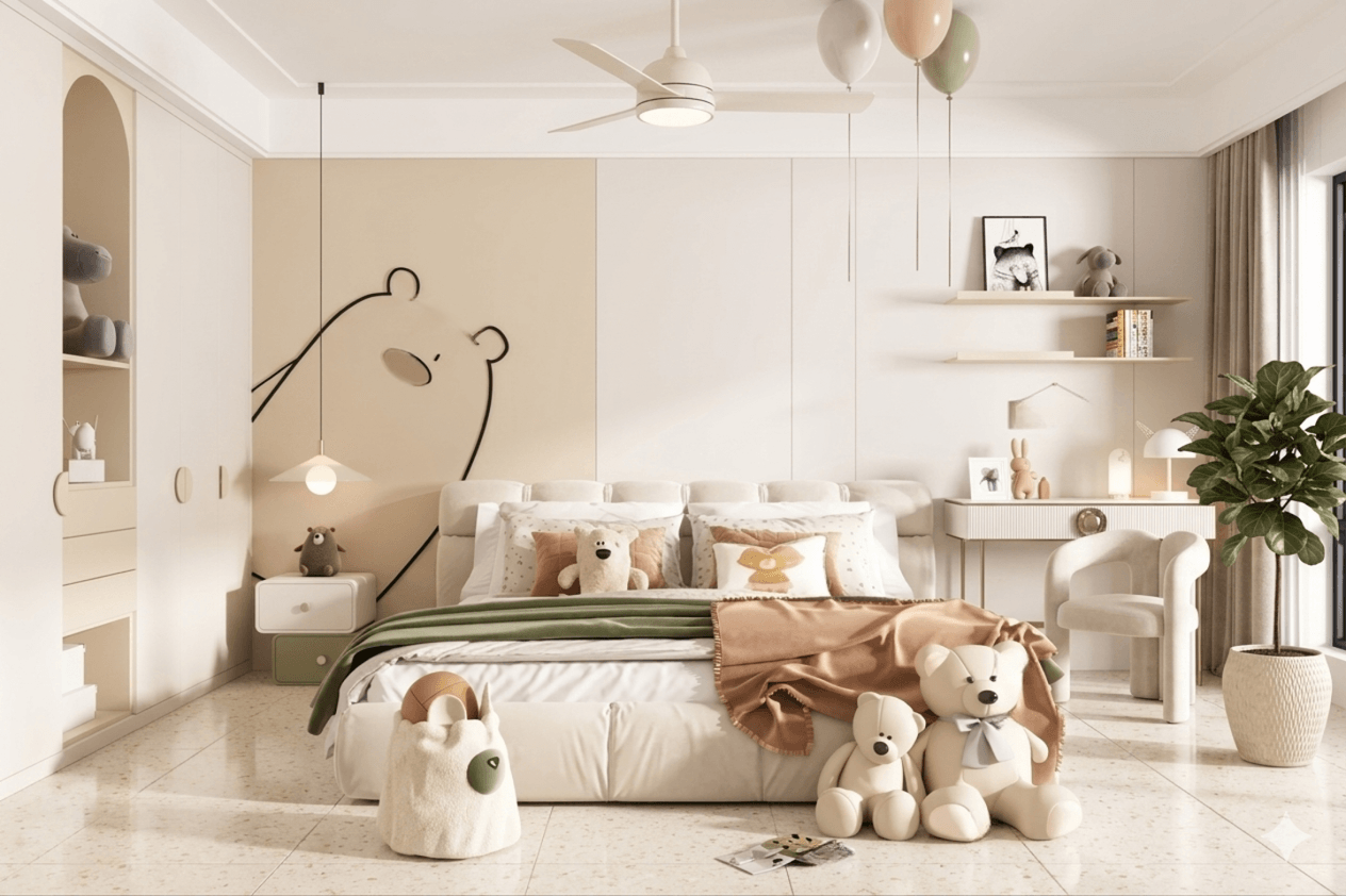 Modern Child Bedroom Design 3D Model Free | Kids Interior Scene