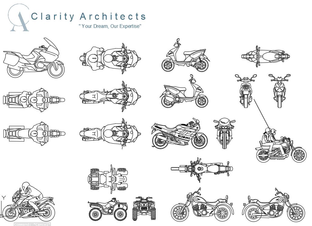 Motor Cycle Free AutoCAD Drawings CAD Blocks – DWG, DXF Free