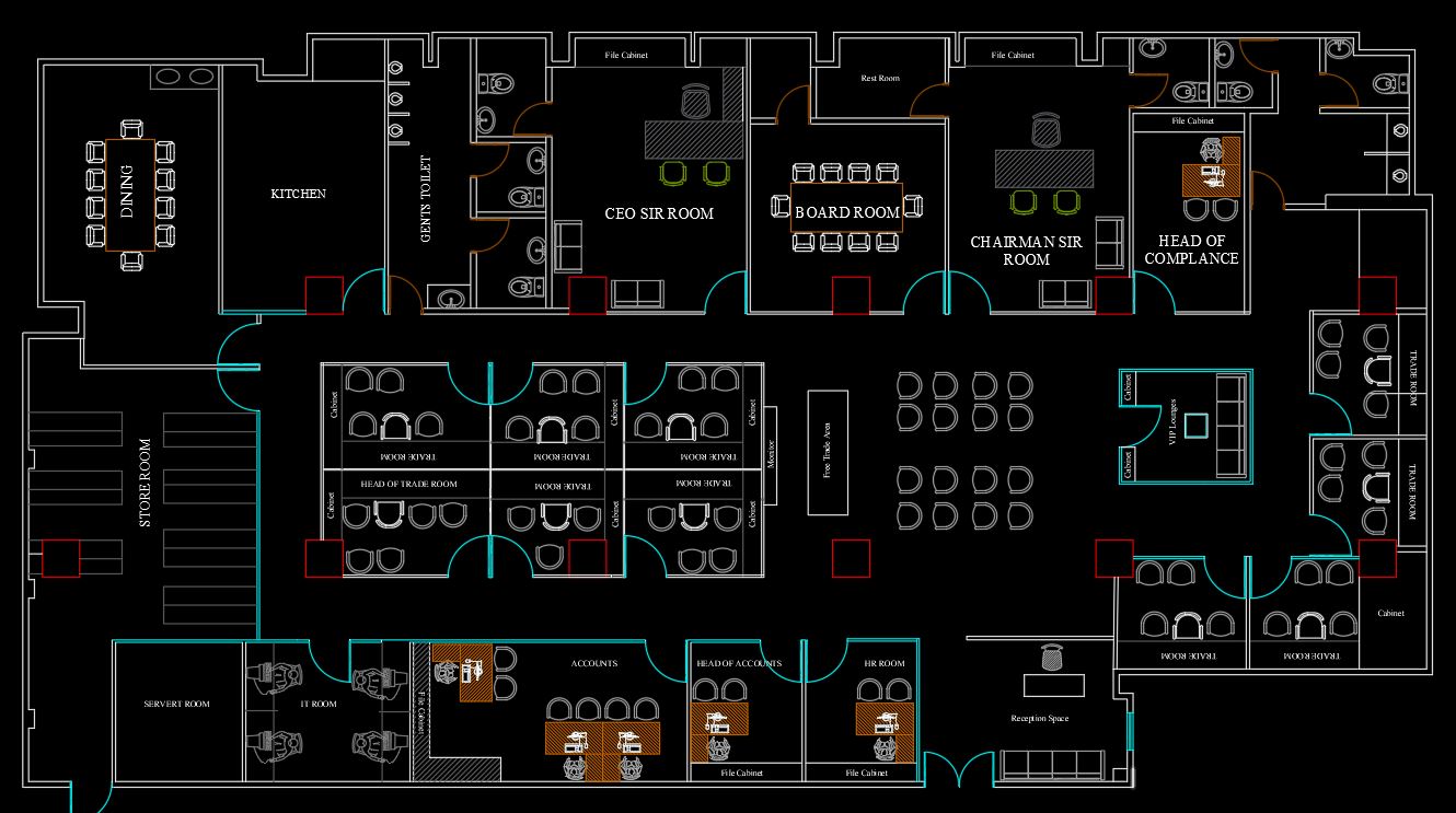 Office Full Furniture Layout Plan Free CAD Blocks DWG Download