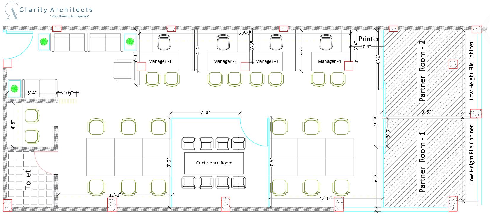 Office Furniture Layout Plan Free CAD Blocks DWG 