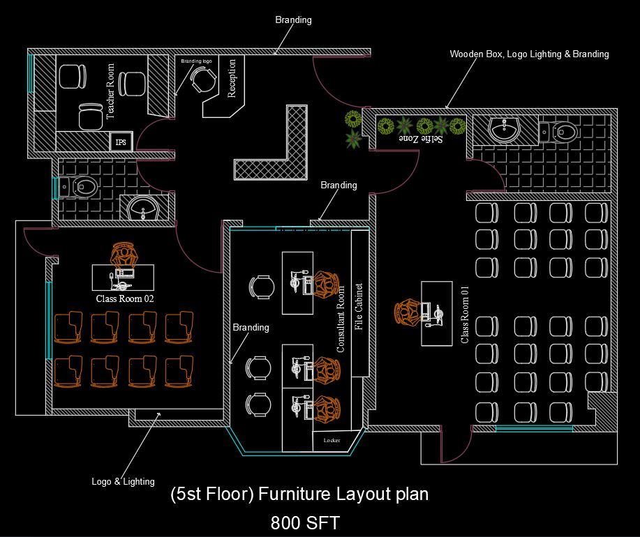 Office & Training Institute Furniture Layout Plan AutoCAD Drawings Free DWG