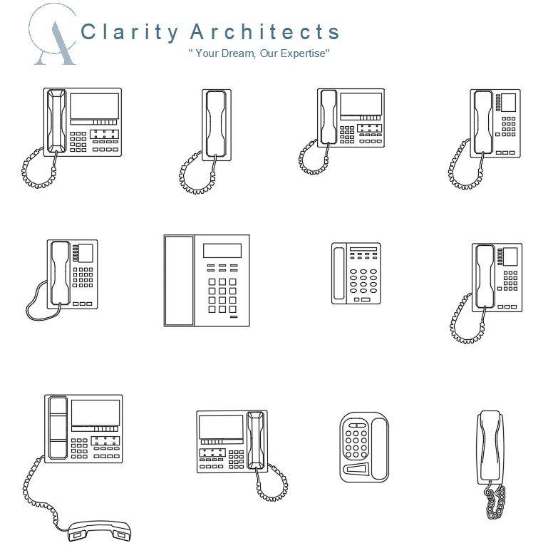 Phones CAD Blocks DWG – Video Door Phone, GSM Desktop & Landline Telephone CAD Details