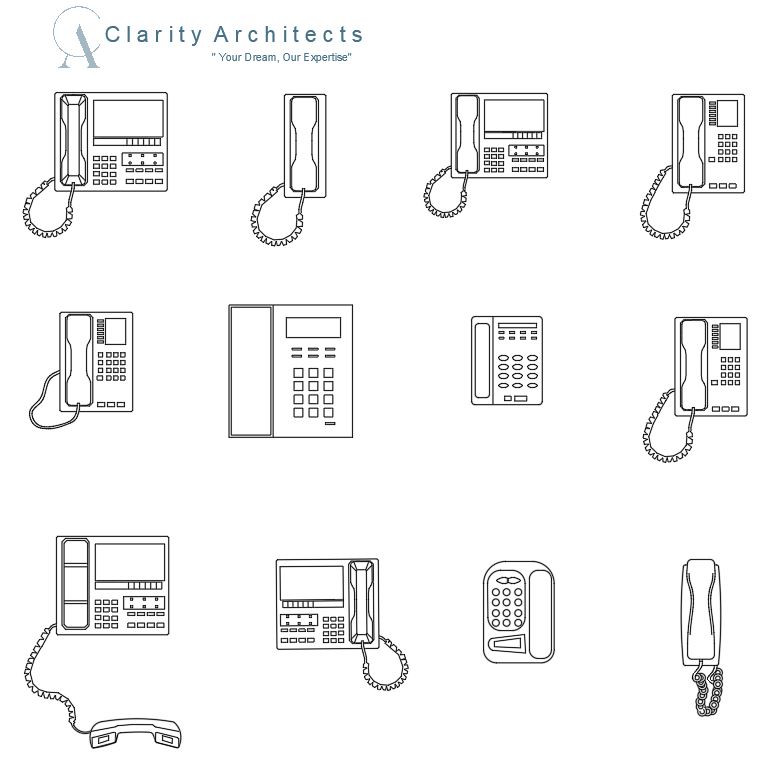 Phones CAD Blocks DWG – Video Door Phone, GSM Desktop Phone & Landline Telephone CAD Symbols