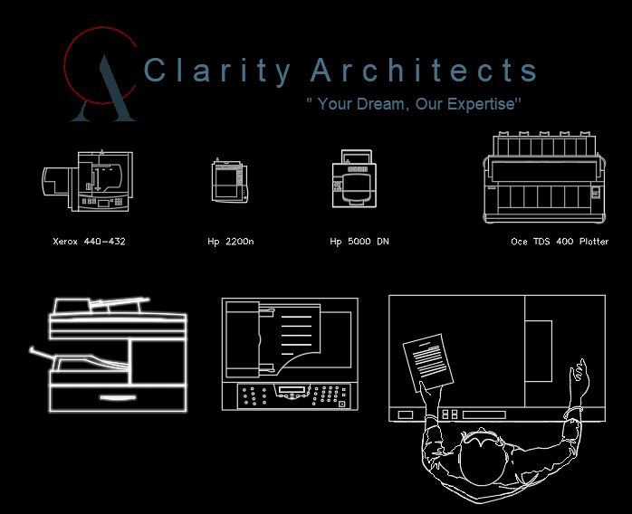 Photocopier Free CAD Drawings – Plan & Elevation AutoCAD Blocks (Xerox, HP & Plotter)