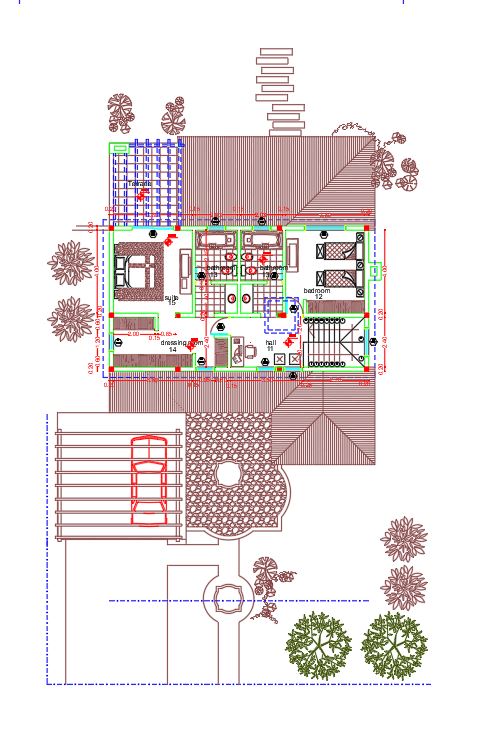 Two-Storey Residence House Design AutoCAD Drawing Free DWG