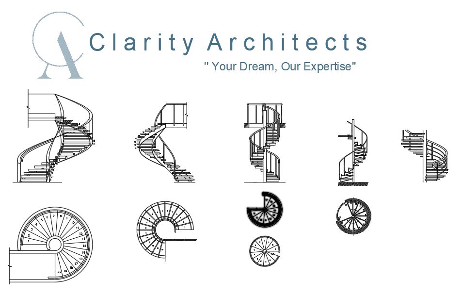 Spiral Stairs CAD Blocks Drawings Free Download | Modern Staircase DWG Designs