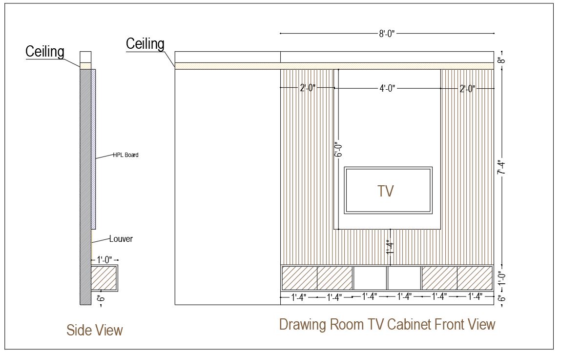 Tv Cabinet Working Design CAD Blocks – DWG, DXF Free 