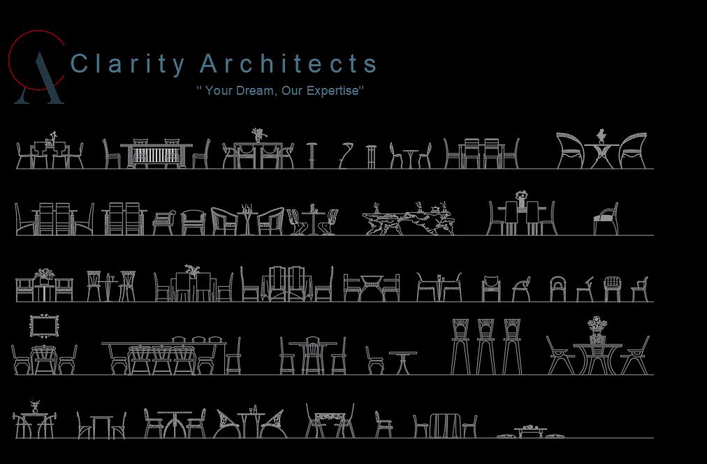 Tables and Chairs Free CAD Drawings – Furniture Front & Elevation DWG Blocks