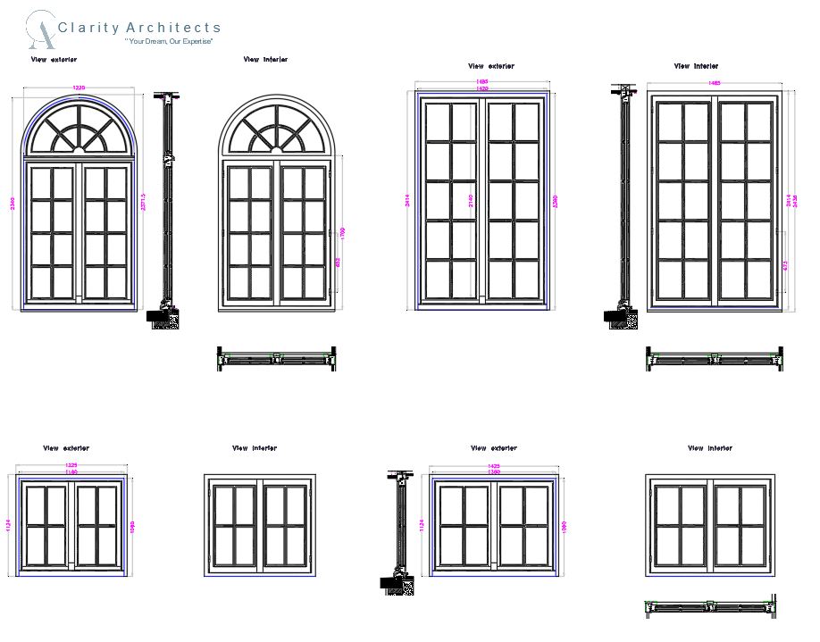 Windows Plan and Elevation CAD Blocks DWG – High Quality AutoCAD Window Design with Dimensions