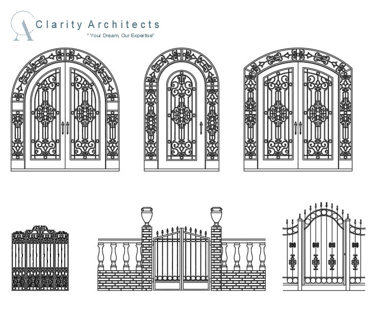 Gates CAD Blocks DWG – Ornamental Wrought Iron Gates, Fences & Vintage Steel AutoCAD Drawings