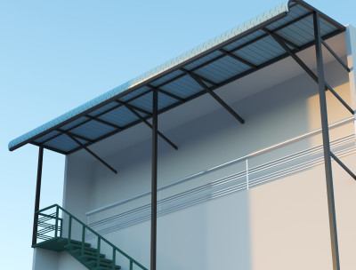 Modern Tensile Steel Roof Shade for Staircase – Free 3D Model 
