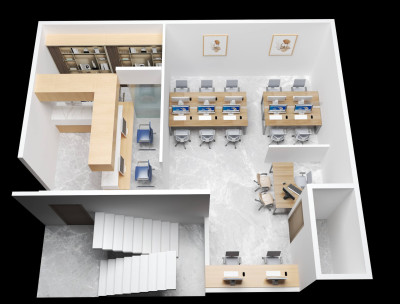 Office Space 3D Floor Layout Plan 3D Model Free – 3ds Max