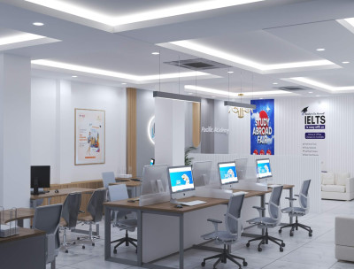 Modern Office Interior Design 3D Model – Reception, Workstation, Manager Room & IELTS Room